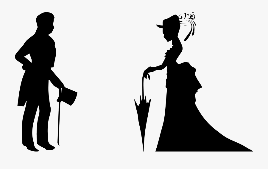 Married Couple Silhouette Clipart - Silhouette, Transparent Clipart