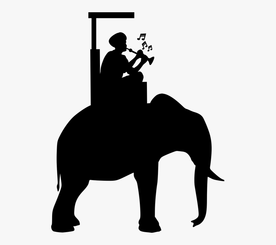 Elephant, Riding, Man, Silhouette, Asia, Cambodia - Riding Elephant Silhouette Png, Transparent Clipart