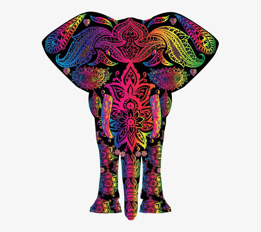 Elephant Colorful Mandala, Transparent Clipart