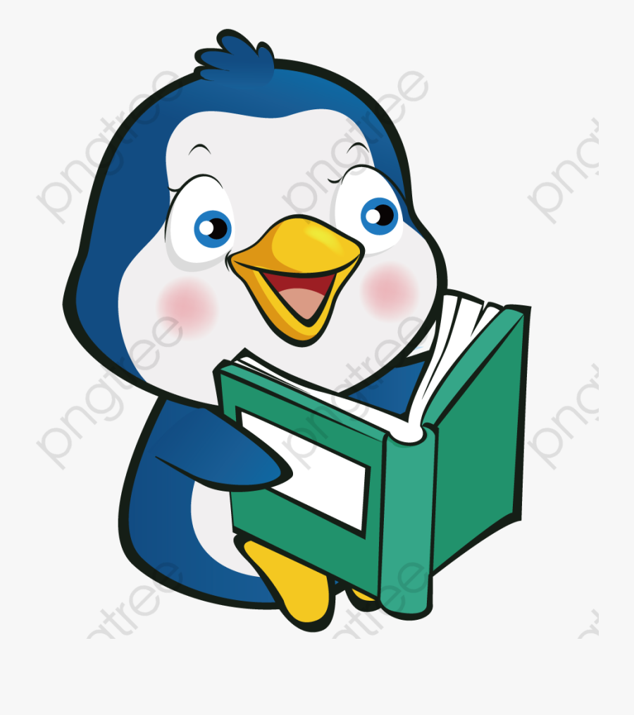 Vector Learn Png And - 企鵝 讀書 卡通, Transparent Clipart