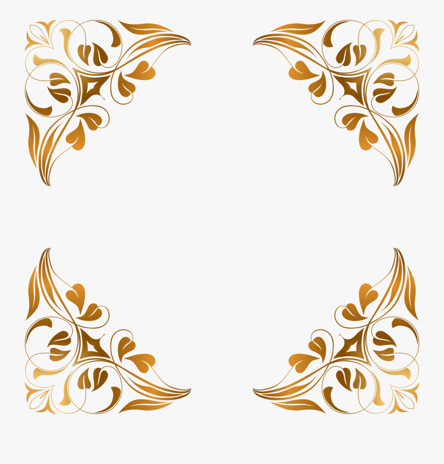 Clipart - Gold Floral Decoration Png, Transparent Clipart