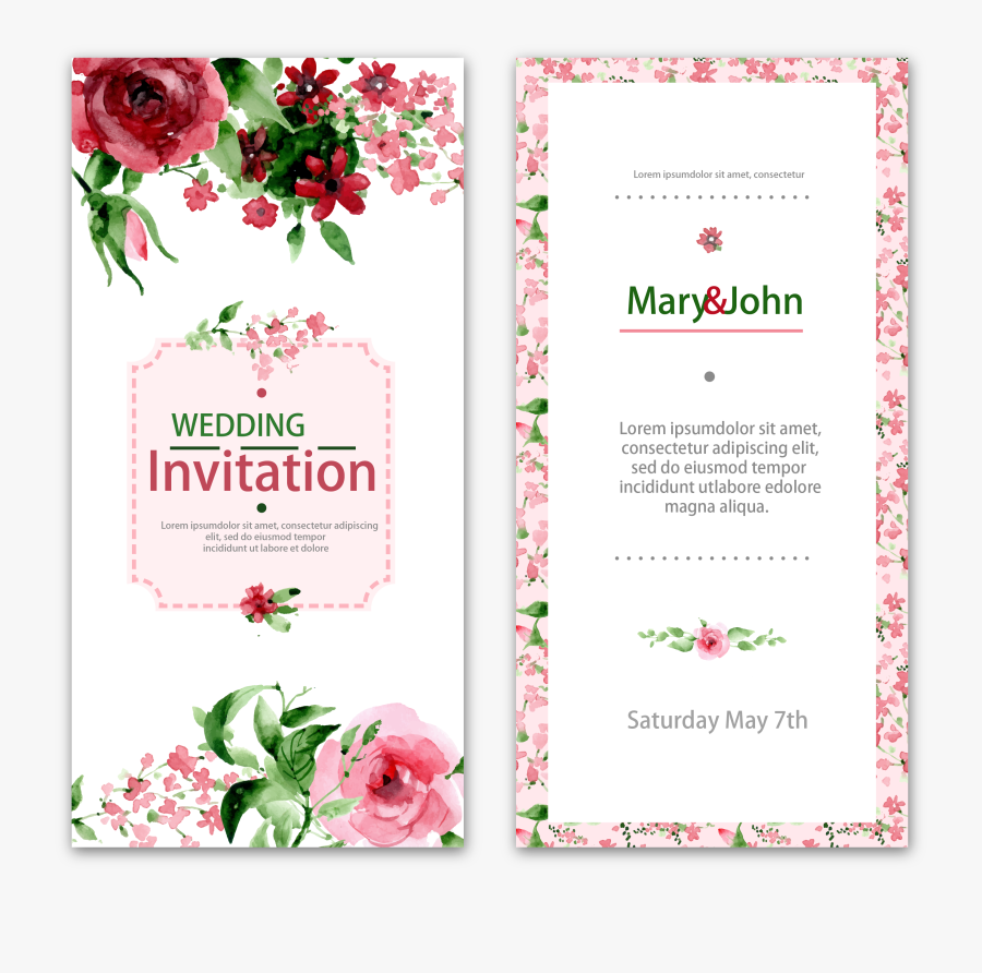 Flower Lace Wedding Invitations Watercolor Vector Invitation - Wedding Vector Card Free, Transparent Clipart