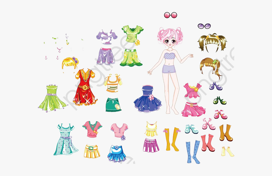 Cute Little Girl Dress Up, Cute Clipart, Dress Up, - 時尚 服裝 設計 漫畫, Transparent Clipart