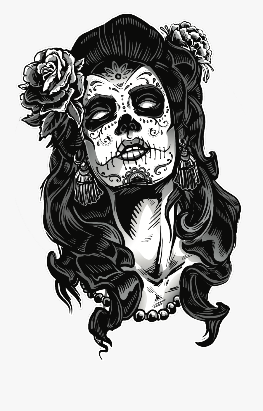 Clip Art Collection Of Free Chicano - Dia De Los Muertos Female, Transparent Clipart