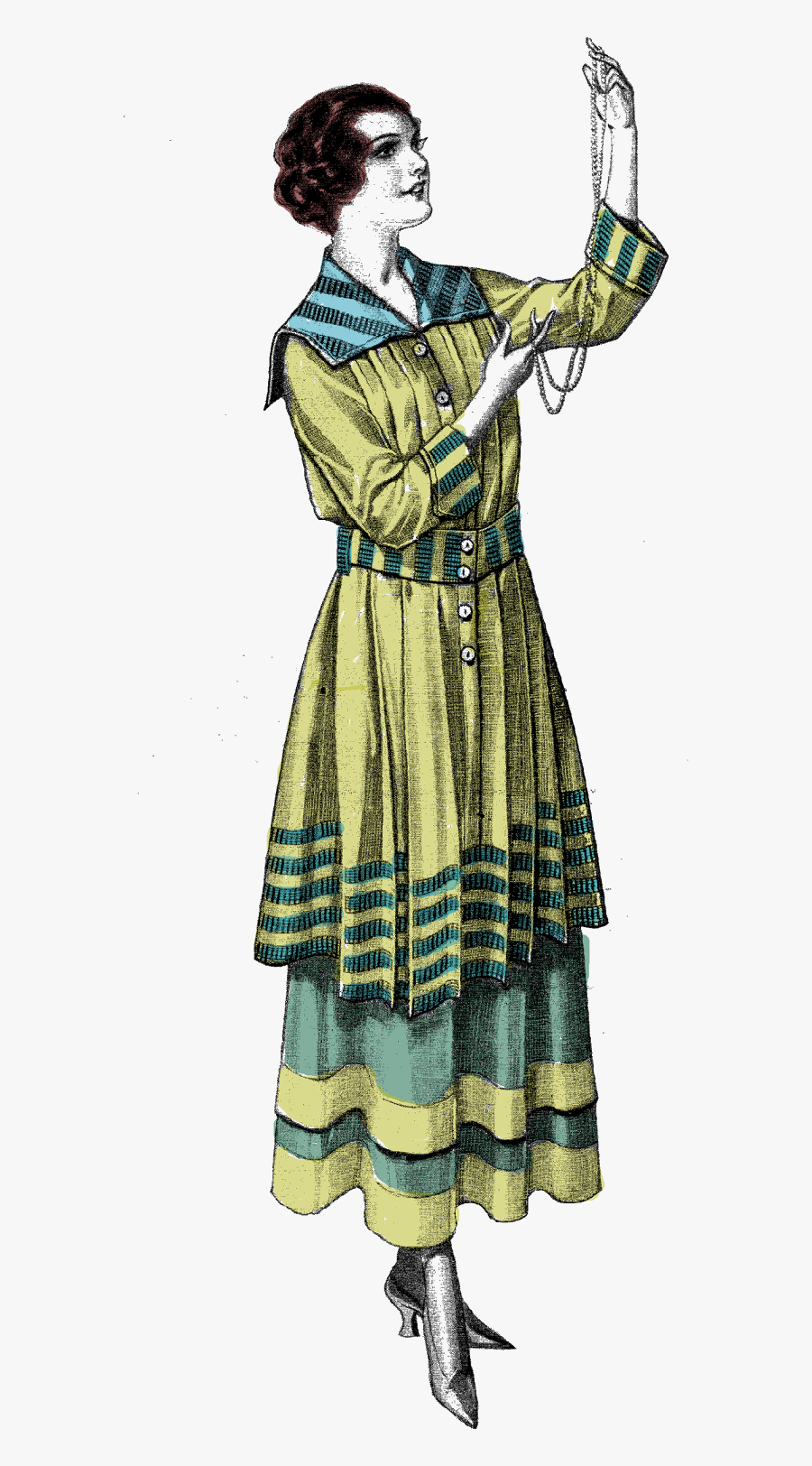 Digital Fashion Illustration - Vintage Clothing, Transparent Clipart