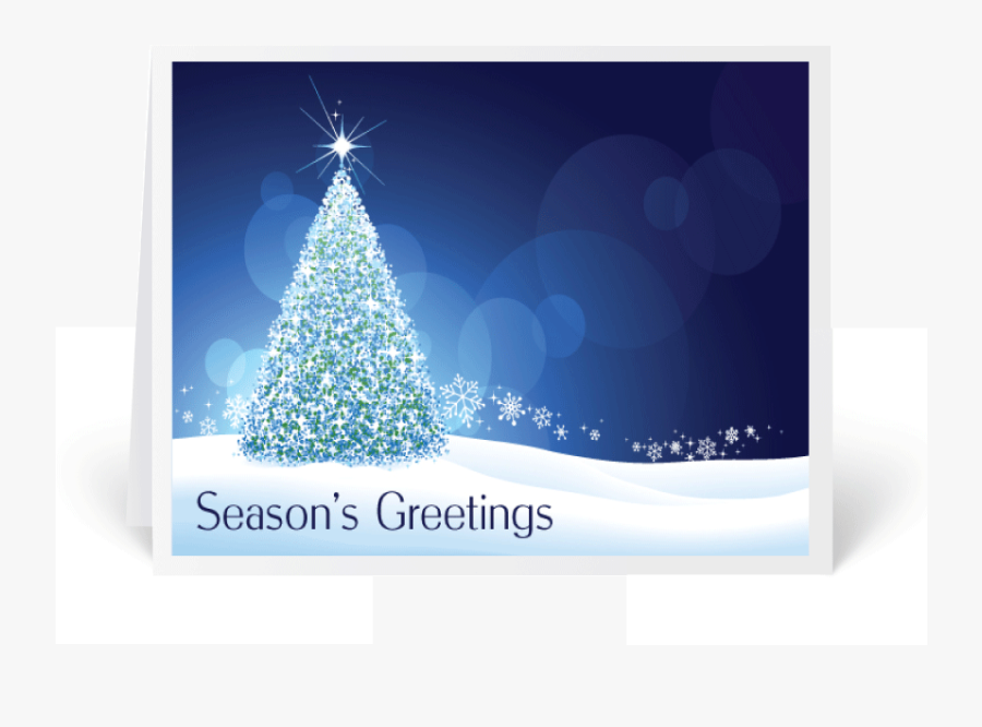 Clip Art Contemporary Blue Holiday Cards - Christmas Tree, Transparent Clipart