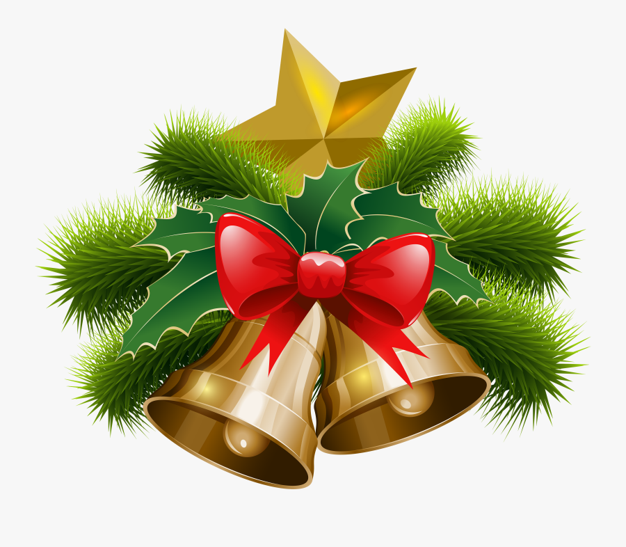 Christmas Bells And Bow Png Clip Art Image - Bell Christmas Png, Transparent Clipart