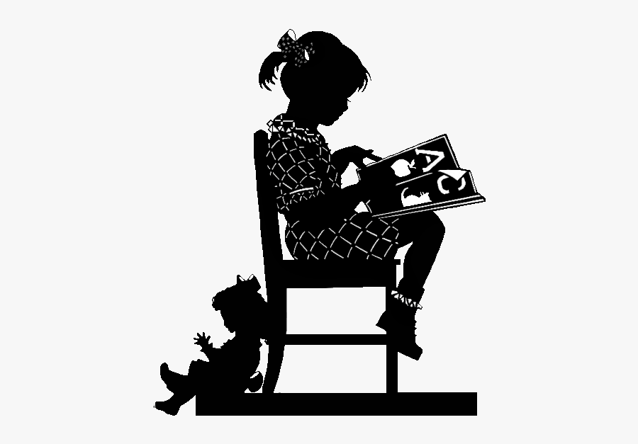 Clip Art Girl Reading Silhouette - Silhouette Of A Girl Reading Png, Transparent Clipart