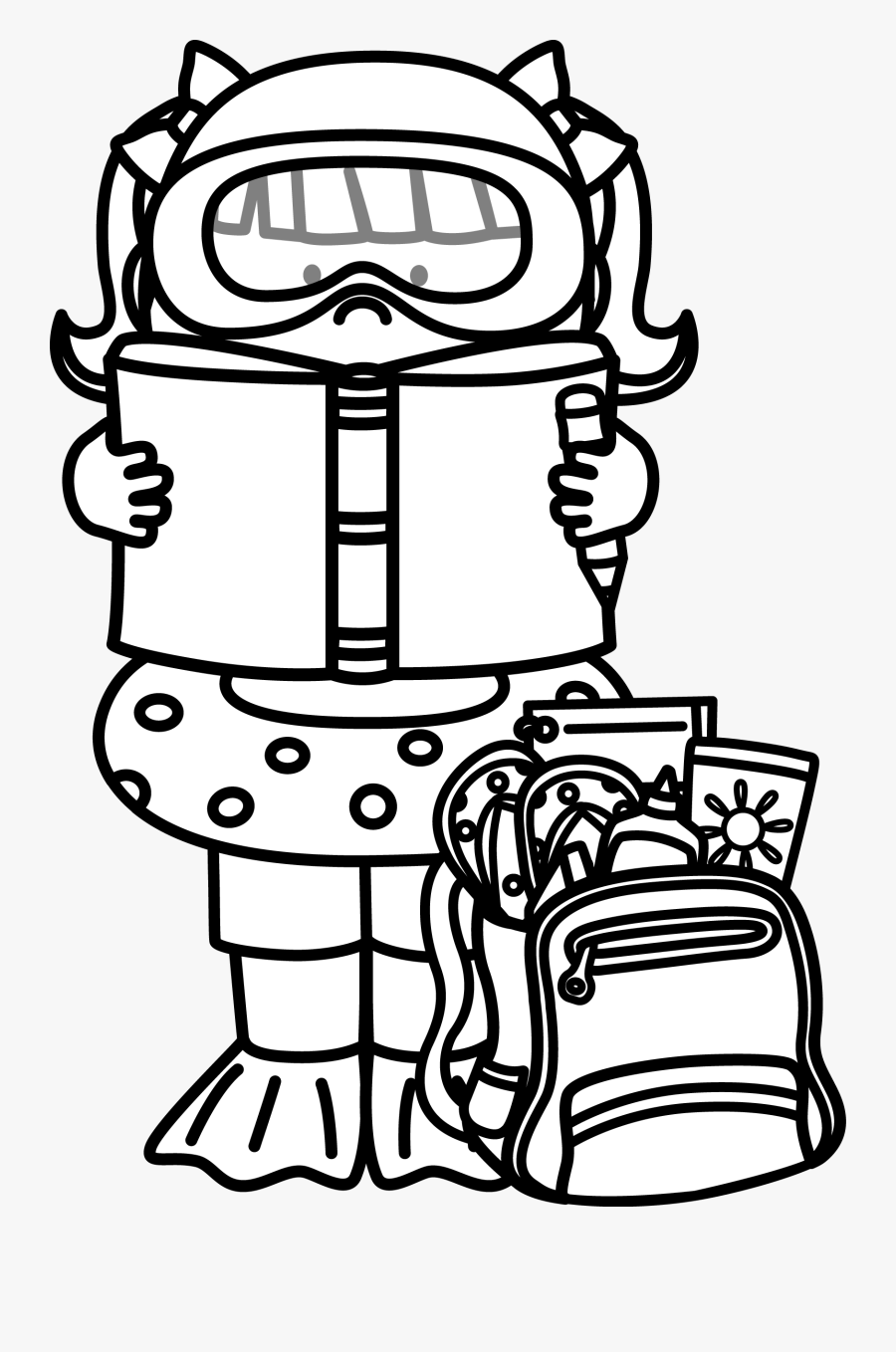 Melonheadz Reading Black And White, Transparent Clipart