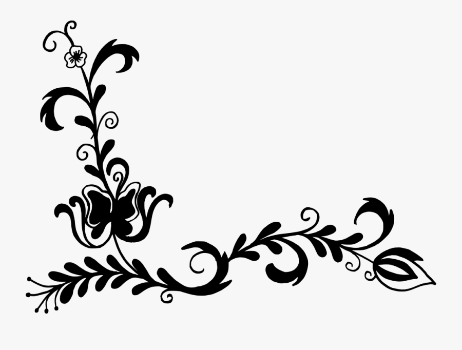 Corner Flower Drawing - Corner Floral Design Png, Transparent Clipart