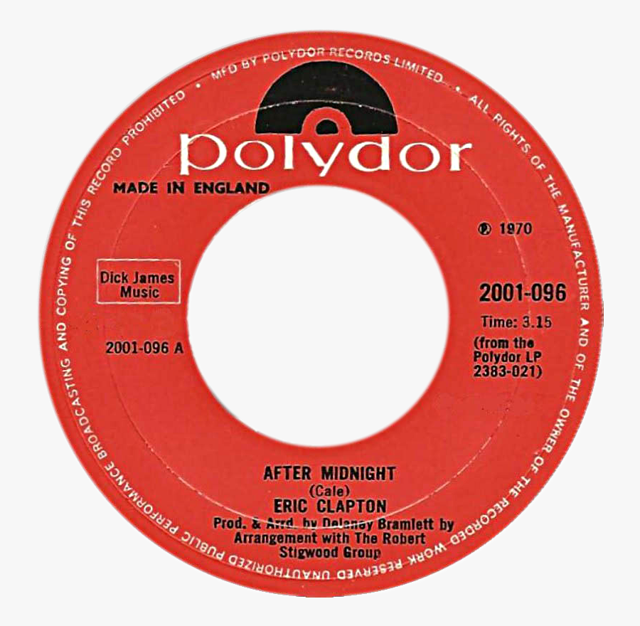 After Midnight By Eric Clapton Uk Vinyl Single - Polydor Records, Transparent Clipart