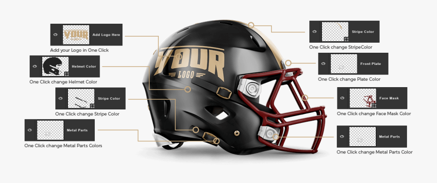 Football Helmet Outline Clipart - Football Helmet Parts Name, Transparent Clipart