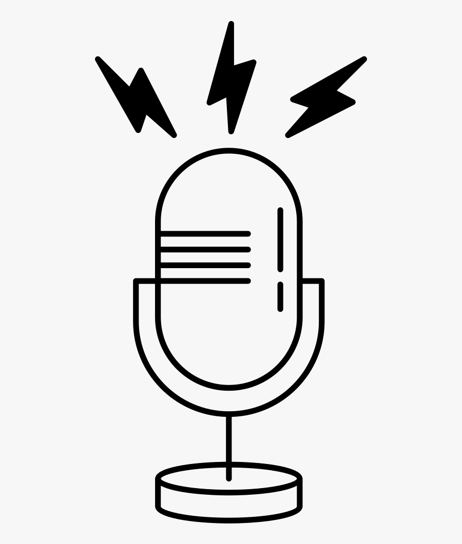 Microphone Outline With Opened Line Comments - Microphone Outline, Transparent Clipart