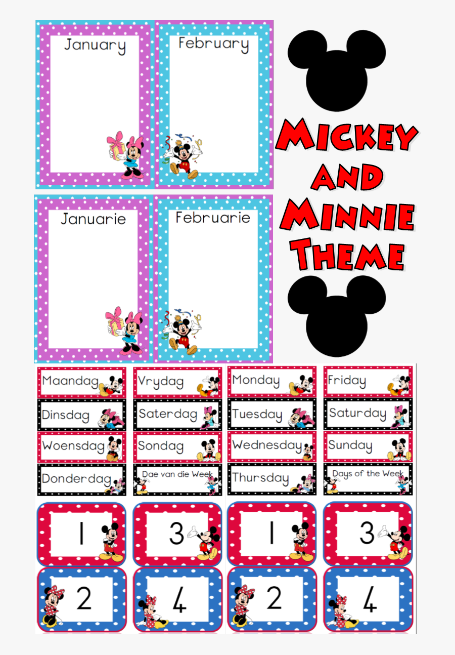 Free Mickey And Minnie Theme - Minnie Mouse Months Of The Year, Transparent Clipart