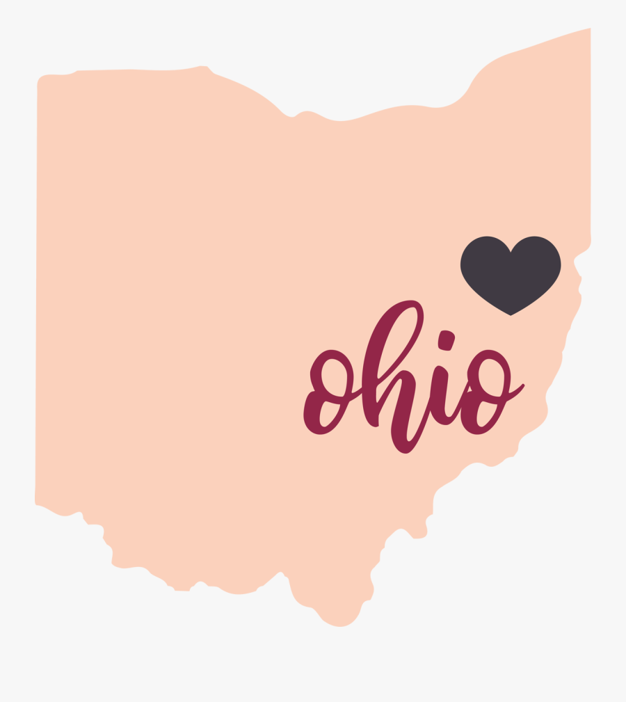 Ohio State Svg Cut File - Ohio With Heart Clipart, Transparent Clipart