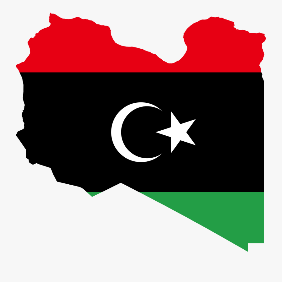Flag Map Of Libya, Transparent Clipart