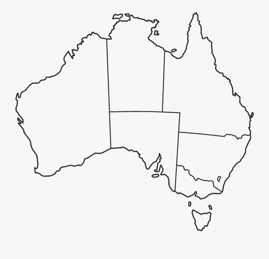 Australia Map White Png - Blank Map Of Australia States, Transparent Clipart