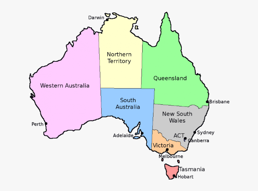 Australia Map States And Capitals, Transparent Clipart