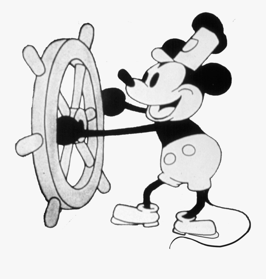 Old Mickey Drawing At - Mickey Mouse Steering Boat, Transparent Clipart