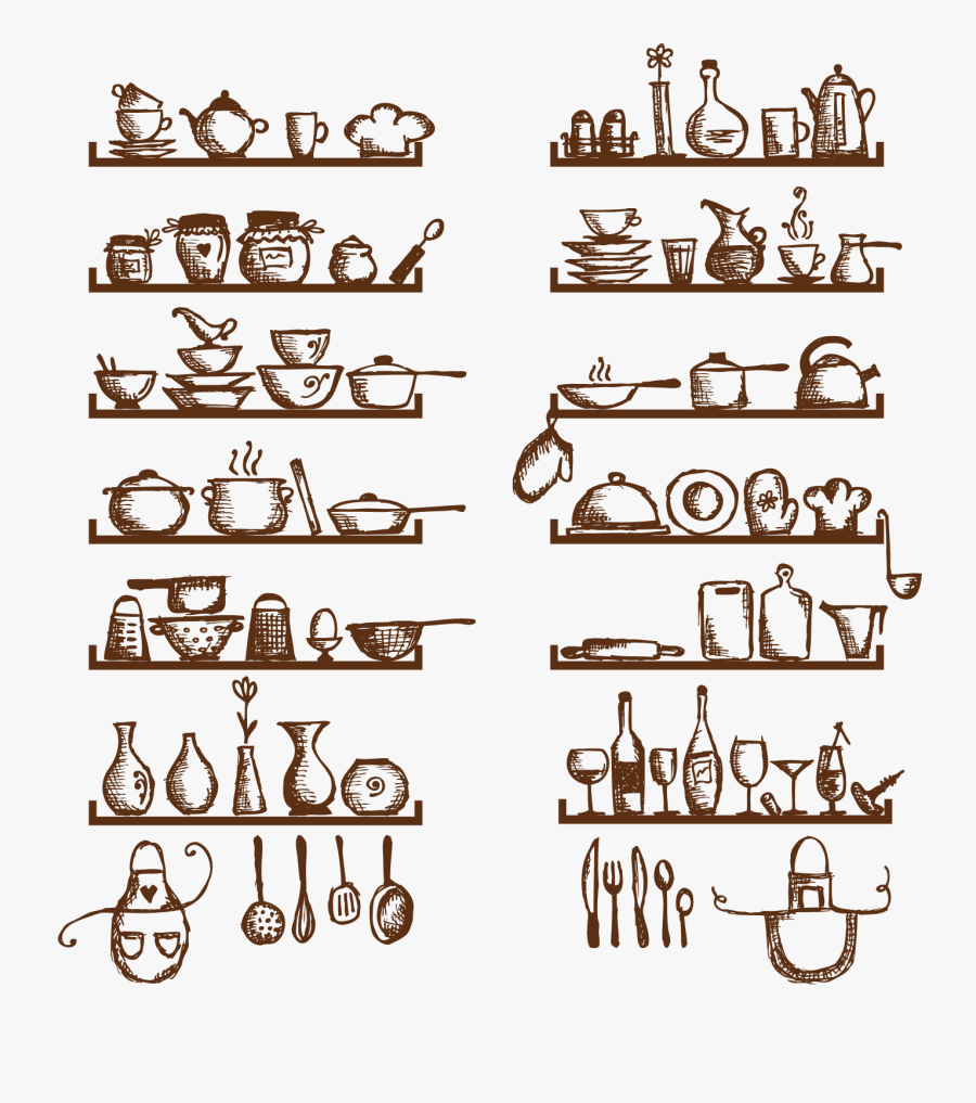 Transparent Kitchen Supplies Clipart - Kitchen Utensils Drawings, Transparent Clipart
