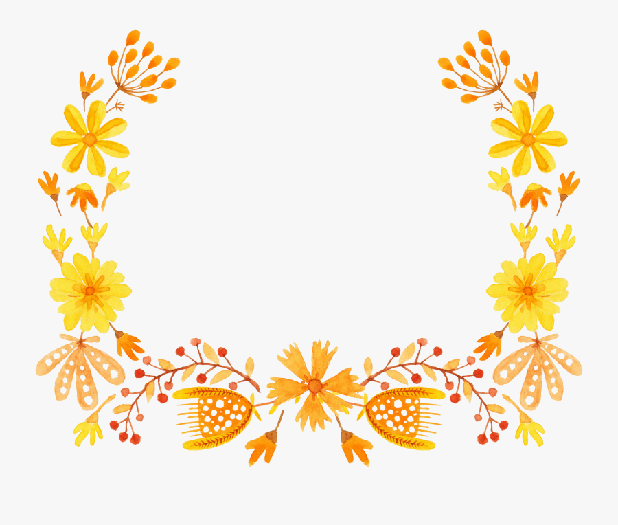 Yellow Flower Semicircle Clip Art - Border Yellow Flowers Png, Transparent Clipart