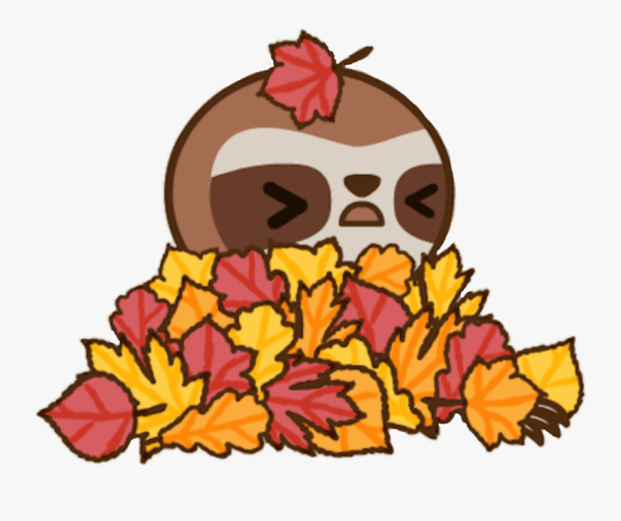 #leaf #leafs #cute #kawaii #fall #autumn #sticker #challenge - Autumn Sloth, Transparent Clipart