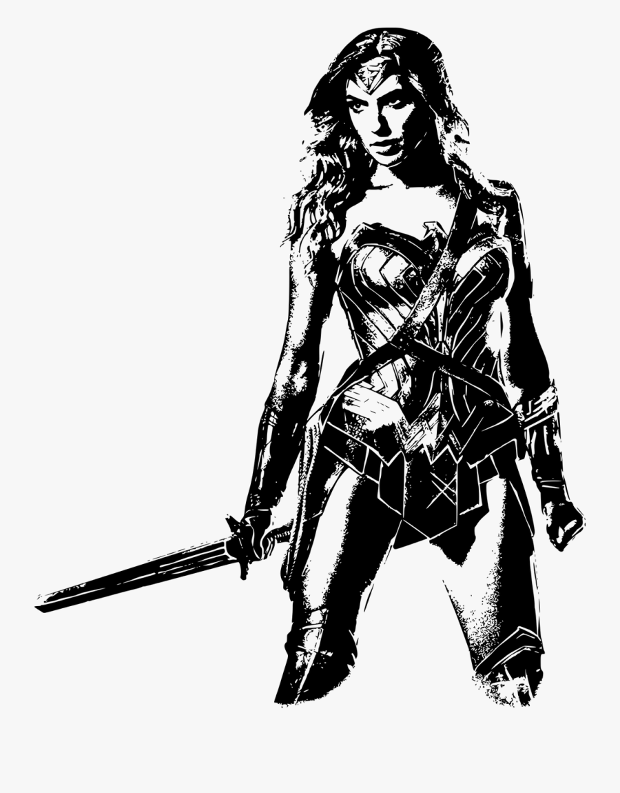 Entertainment News Reports Say That By Its Second Month, - Wonder Woman Black And White, Transparent Clipart