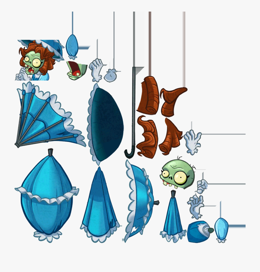 Parasol Zombie Plants Vs - Parasol Lady Zombie, Transparent Clipart
