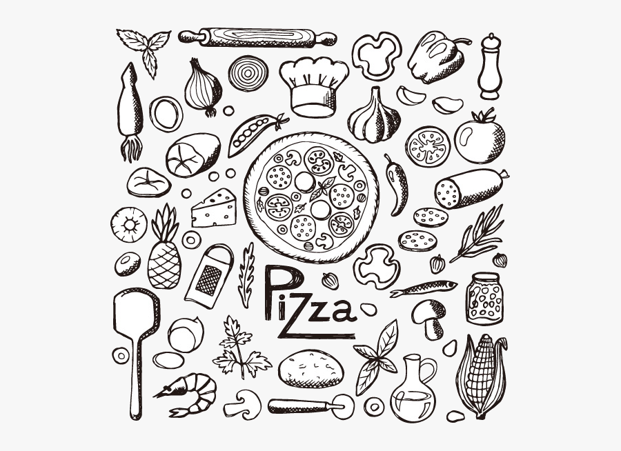 Cuisine Food Fast Gourmet Pizza Drawing Italian Clipart - Doodle Pizza, Transparent Clipart