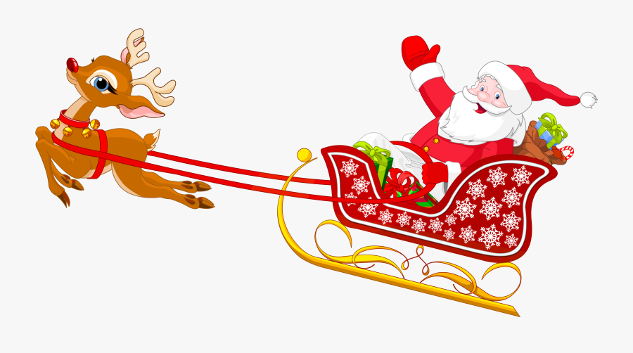 Win Treat The Reindeer Santa And Clipart - Santa On Sleigh Clipart, Transparent Clipart