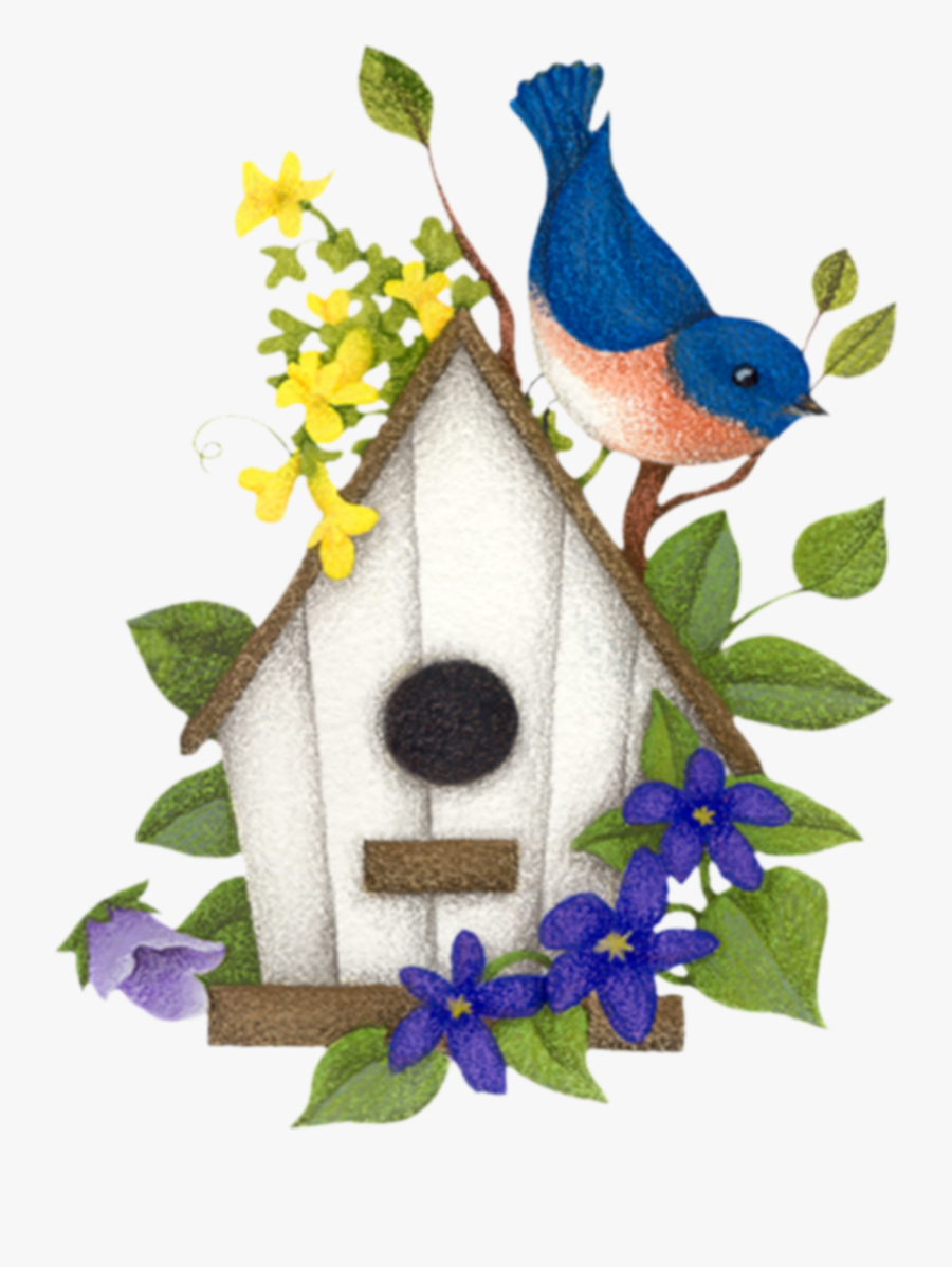 1950 Cottage House Clipart - Bird In Birdhouse Clipart, Transparent Clipart