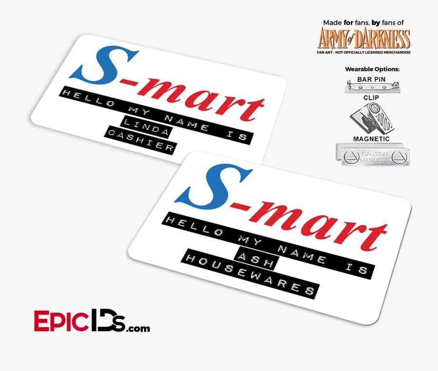 S-mart Ash And Linda "army Of Darkness - Evil Dead Ash Name Tag, Transparent Clipart