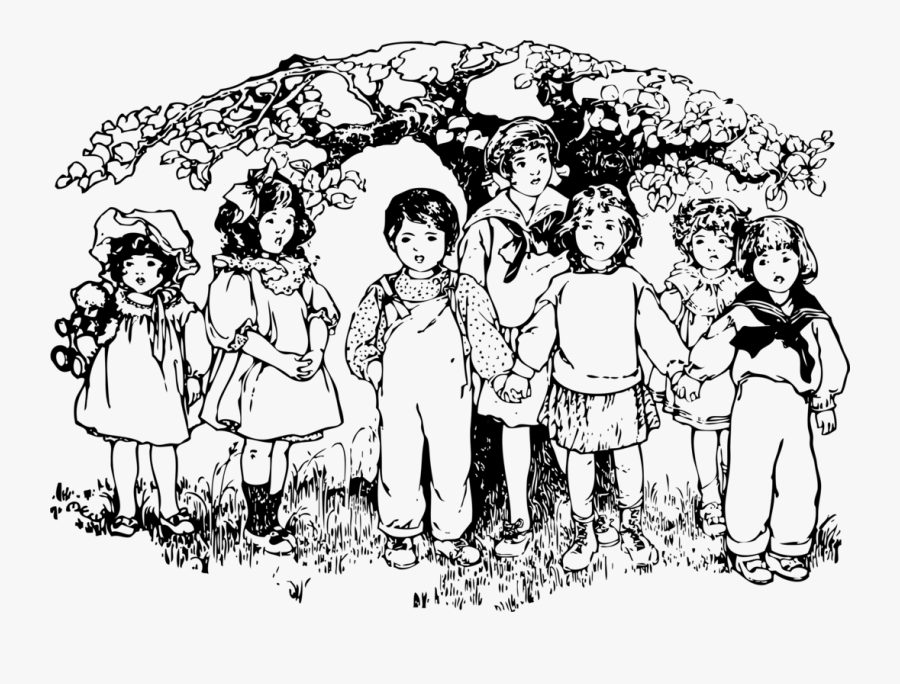 Children Under A Tree - Drawings On Tree Is Our Friend, Transparent Clipart