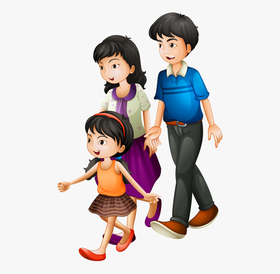 Family Clipart Children - Family Walking Cartoon Png, Transparent Clipart