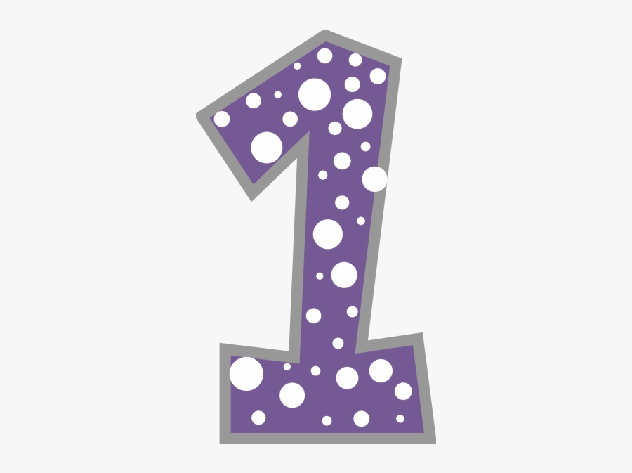Number 1 Dark Purple And Grey Polkadot Clip Clipart - Pink 1 Polka Dot, Transparent Clipart