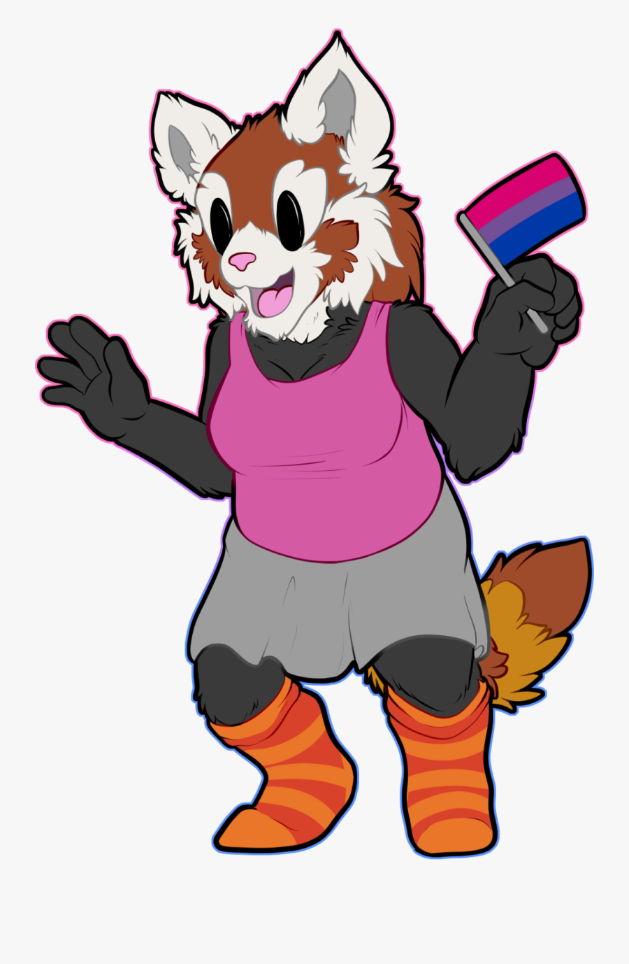 A Chibified Version Of A Red Panda Anthro Wearing A - Cartoon, Transparent Clipart