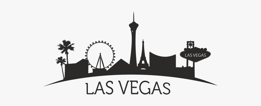 Clip Art Las Vegas Silhouette - Vegas Skyline Black And White, Transparent Clipart