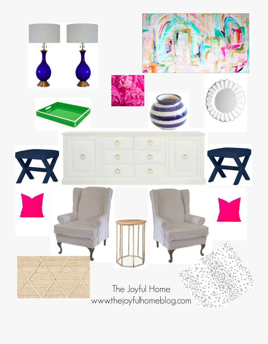 Navy Pink Living Room Design Board - Navy Livinh Room Design Board, Transparent Clipart