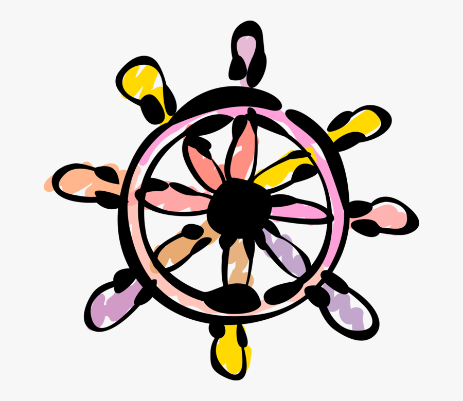Vector Illustration Of Ship"s Helm Wheel Or Boat"s, Transparent Clipart