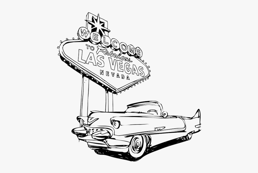 Las Vegas Sign Line Drawing, Transparent Clipart