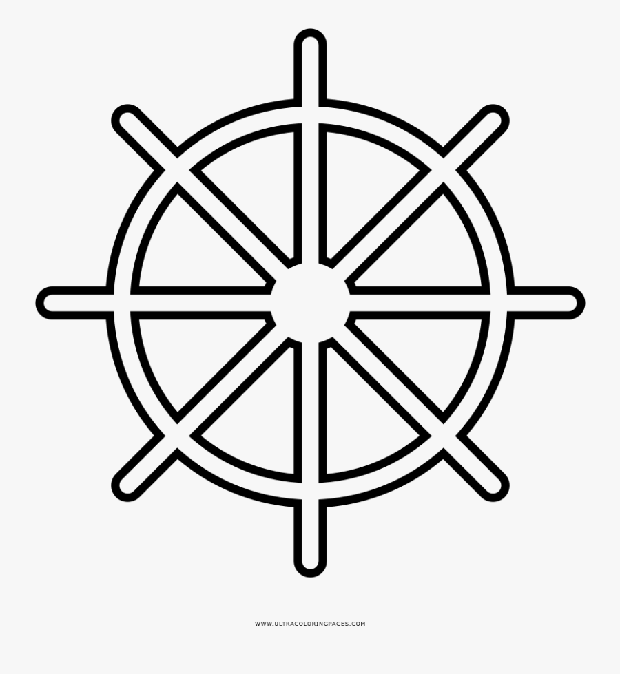 Ship Wheel Coloring Page - Boat Steering Wheel Drawing, Transparent Clipart