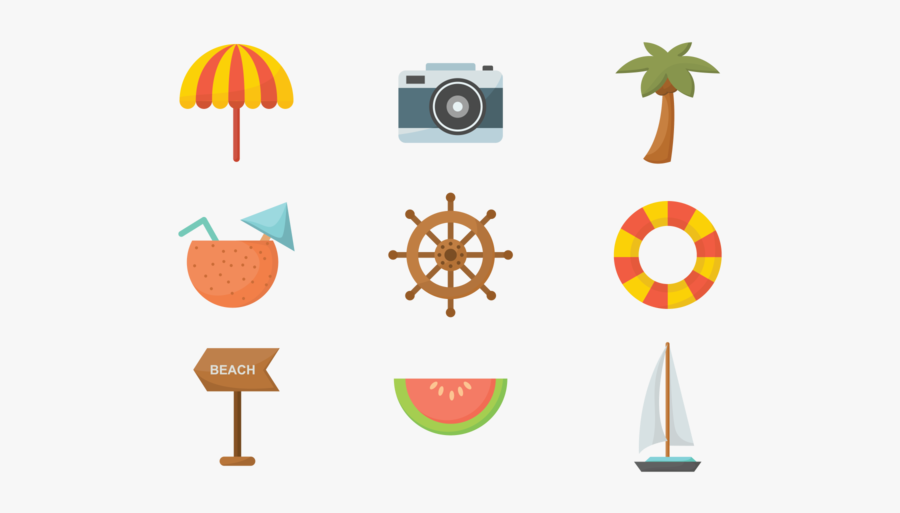 Playa Flat Icons Vector - Circle, Transparent Clipart