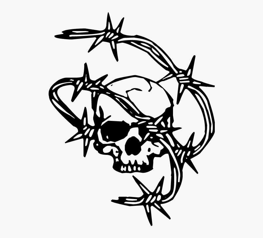 Skull And Barbed Wire Clipart - Skull With Barbed Wire, Transparent Clipart