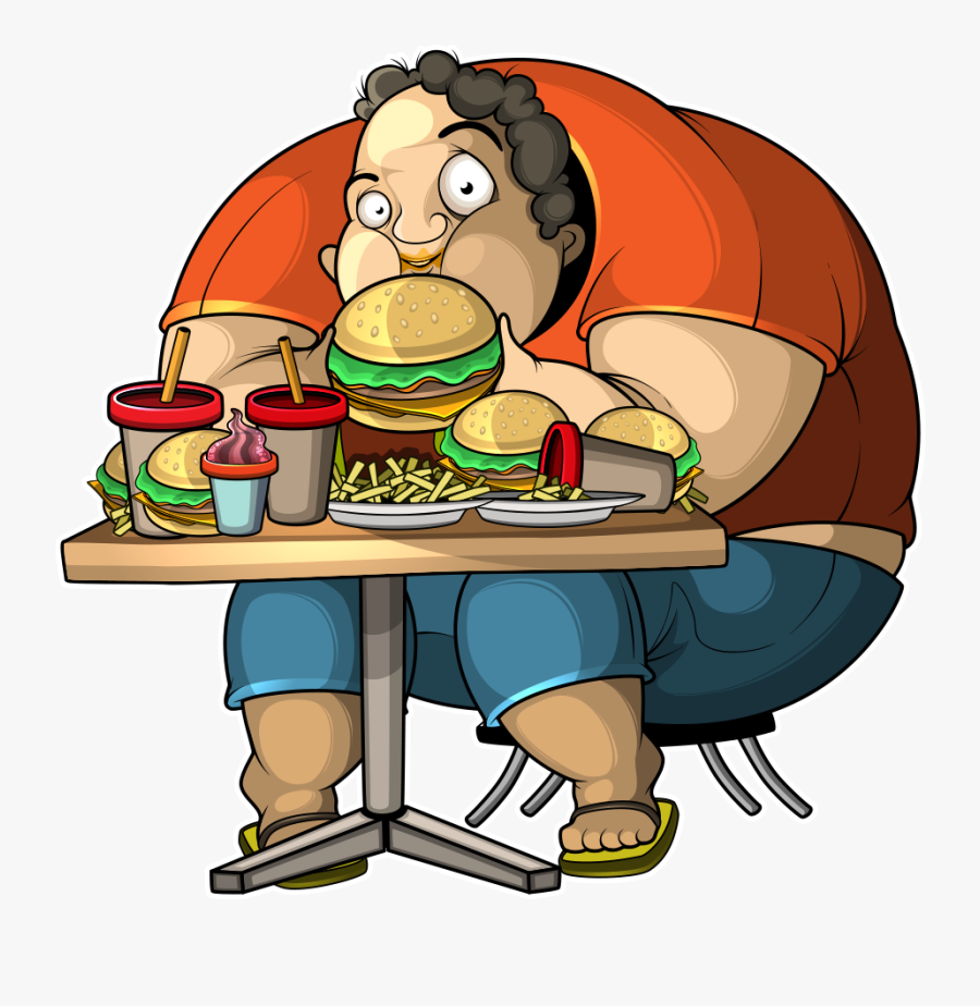 Clip Art Fat Man Eating Donuts - Imagenes De La Obesidad Animadas, Transparent Clipart