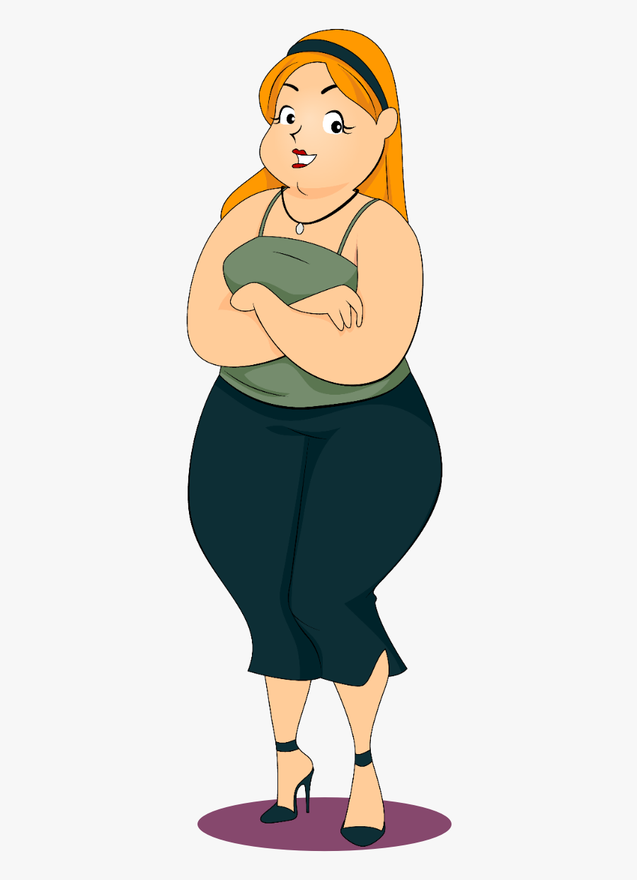 Adipose Obesity Illustration Fat Women Transprent Png - Fat And Thin Cartoon, Transparent Clipart