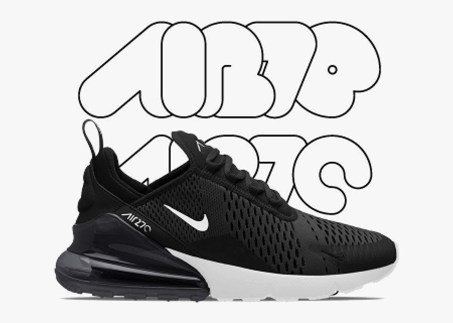 Transparent Nike Swoosh Clipart - Air Max 270 Mens Black And White, Transparent Clipart