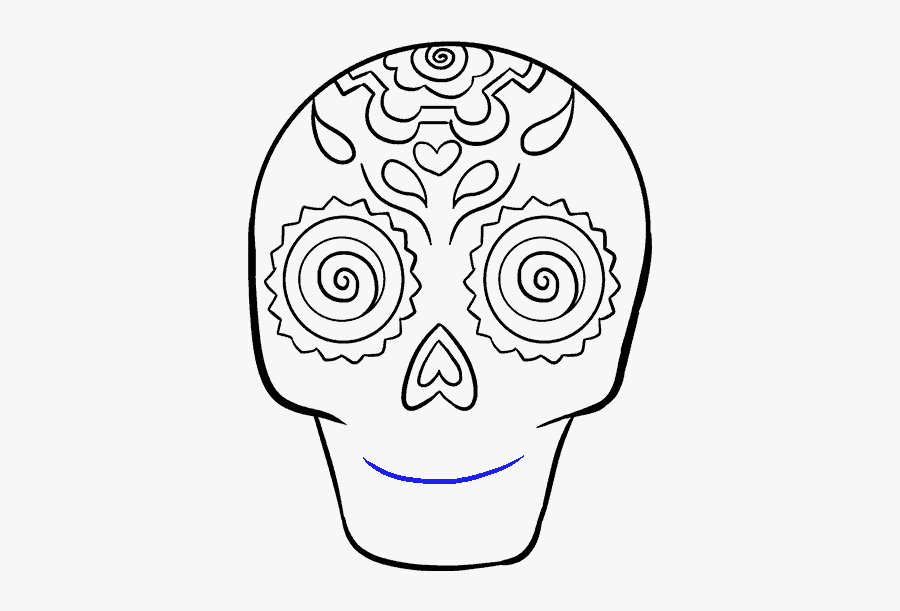 How To Draw Sugar Skull - Draw Easy Skull, Transparent Clipart