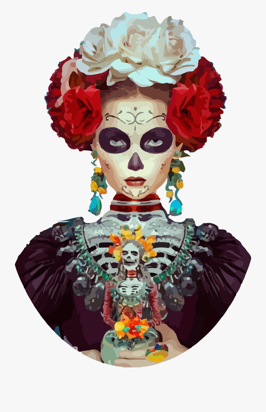 Clip Art Pin By Mar Abelle - Maquillaje De Catrina Espectacular, Transparent Clipart