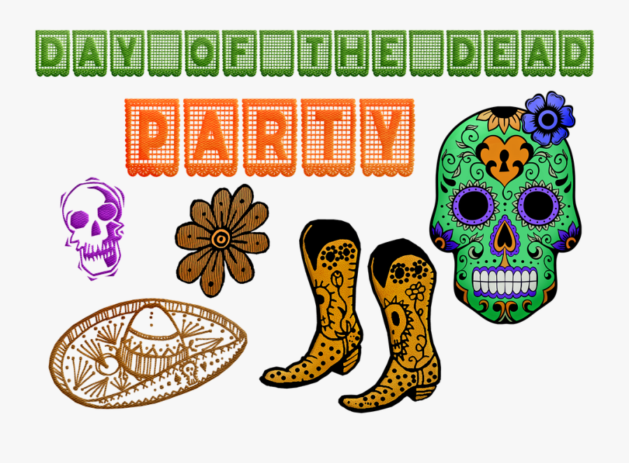 Day Of The Dead, Sugar Skulls, Boots, Papel Picado, Transparent Clipart