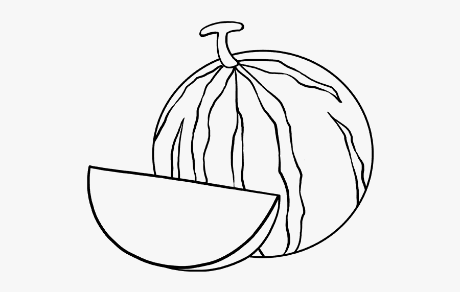 How To Draw A Watermelon - Watermelon Sliced Black And White, Transparent Clipart